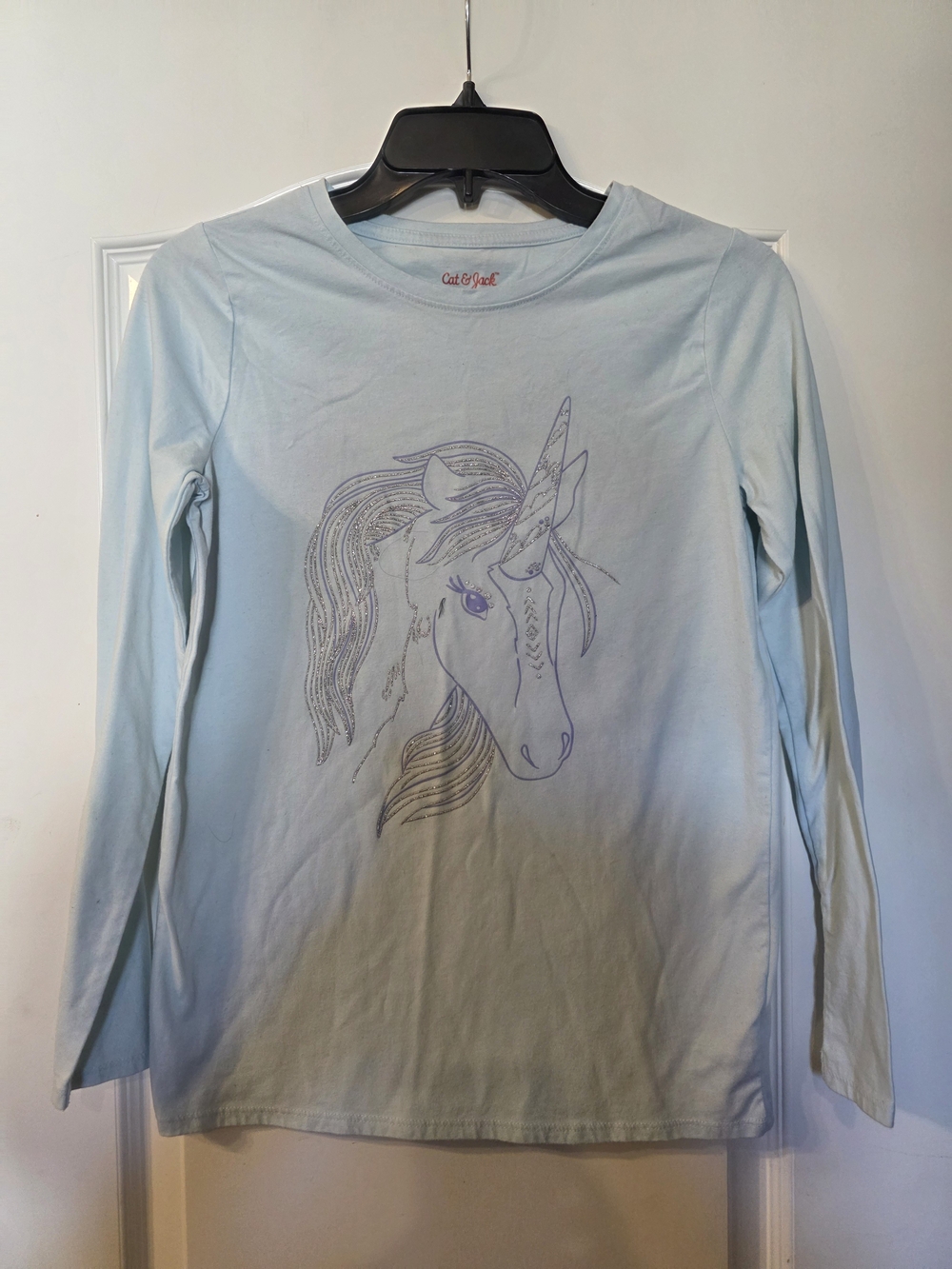 Cat & Jack Girl's Light Blue Unicorn Graphic Long-Sleeve Tee